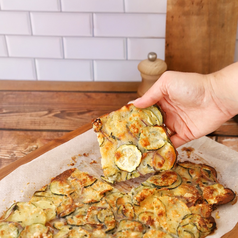 Scarpaccia van aardappelen en courgettes met Parmezaan